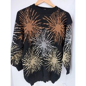 Vintage Dana Scott Sz Medium Women's Fireworks Sweater Lurex Festive